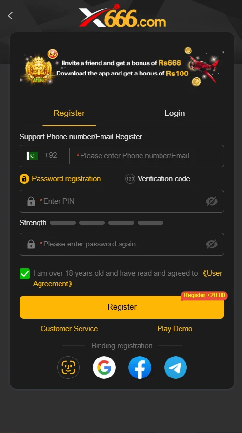 X 666 Game Register